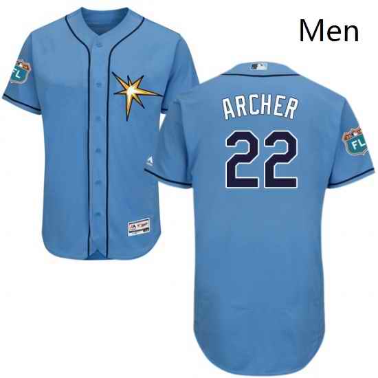 Mens Majestic Tampa Bay Rays 22 Chris Archer Light Blue Flexbase Authentic Collection MLB Jersey